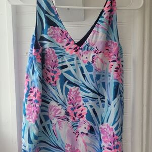 Lilly Pulitzer Blue and Pink Tropical Print Slip Dress
